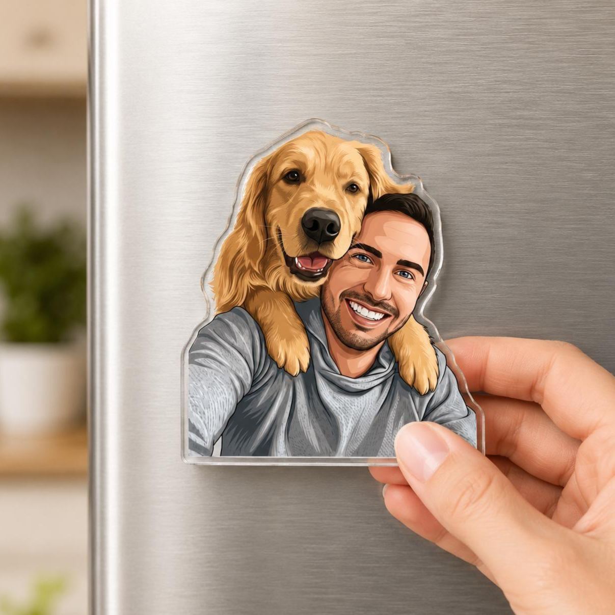 Retrato personalizado de foto imán de papá e hijos: imán de foto de papá personalizado, regalo del día del padre para papá, regalo para el marido, regalo de nuevo papá - mymoonlampes