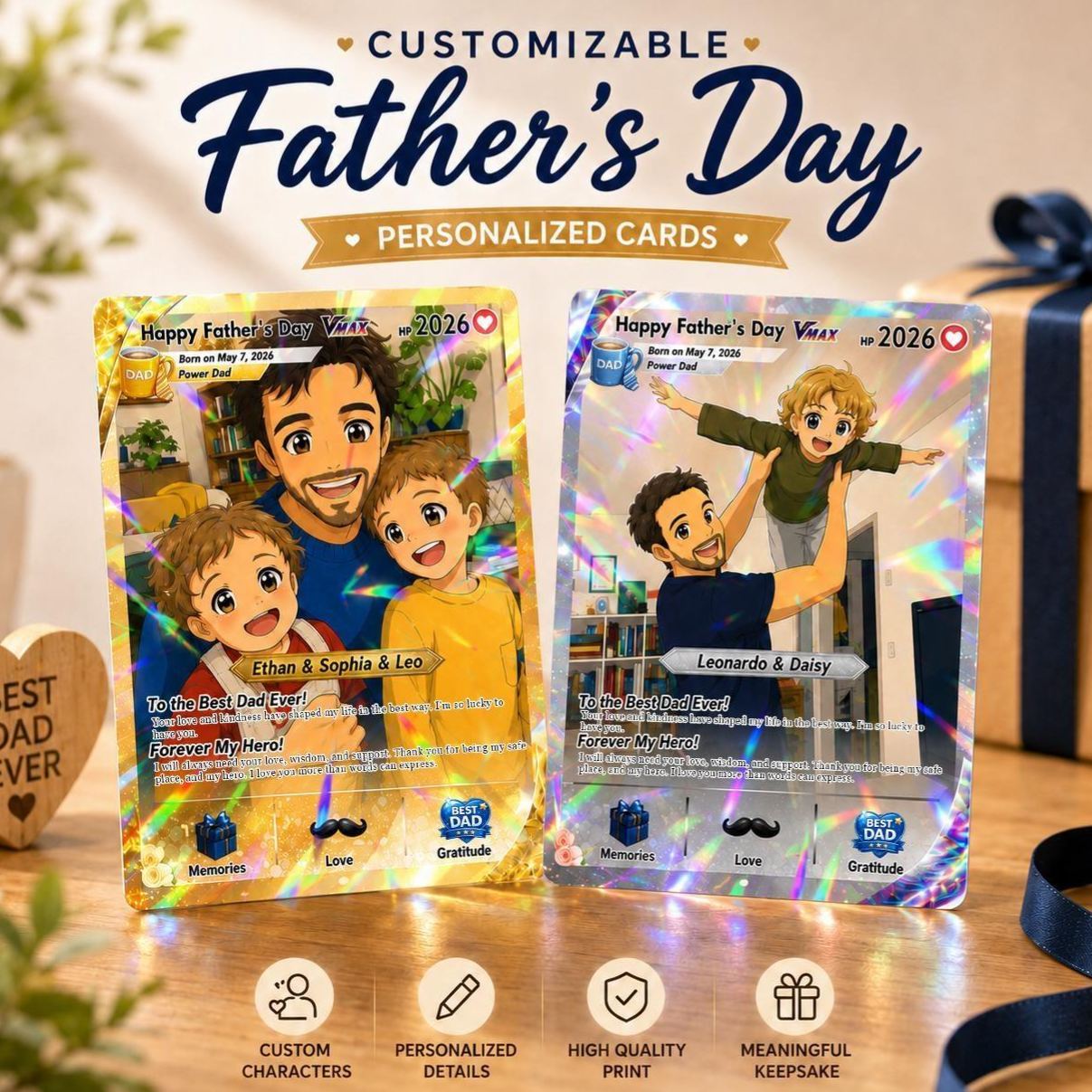 Tarjeta Poke personalizada del Día del Padre, Tarjeta de papá anime Poke personalizada, Regalos de jugador de niños, Regalo para papá, Regalos para fanáticos de Poke - mymoonlampes