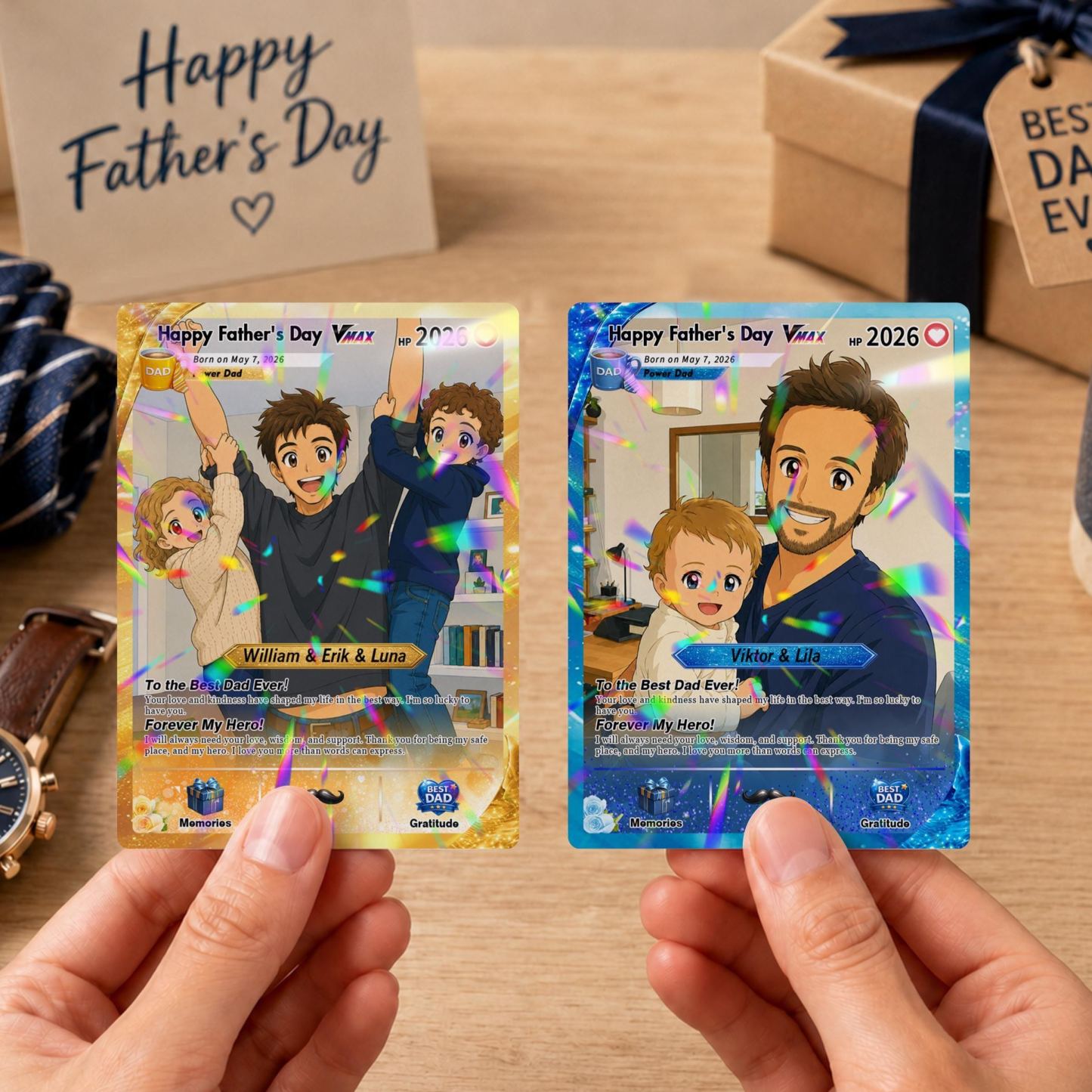 Tarjeta Poke personalizada del Día del Padre, Tarjeta de papá anime Poke personalizada, Regalos de jugador de niños, Regalo para papá, Regalos para fanáticos de Poke - mymoonlampes