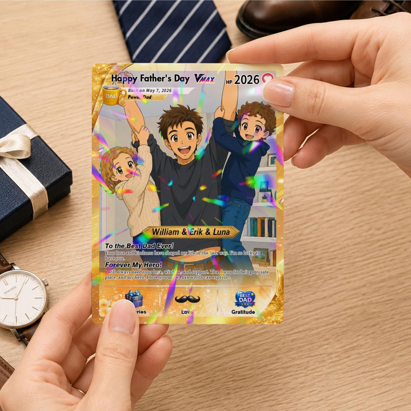 Tarjeta Poke personalizada del Día del Padre, Tarjeta de papá anime Poke personalizada, Regalos de jugador de niños, Regalo para papá, Regalos para fanáticos de Poke - mymoonlampes