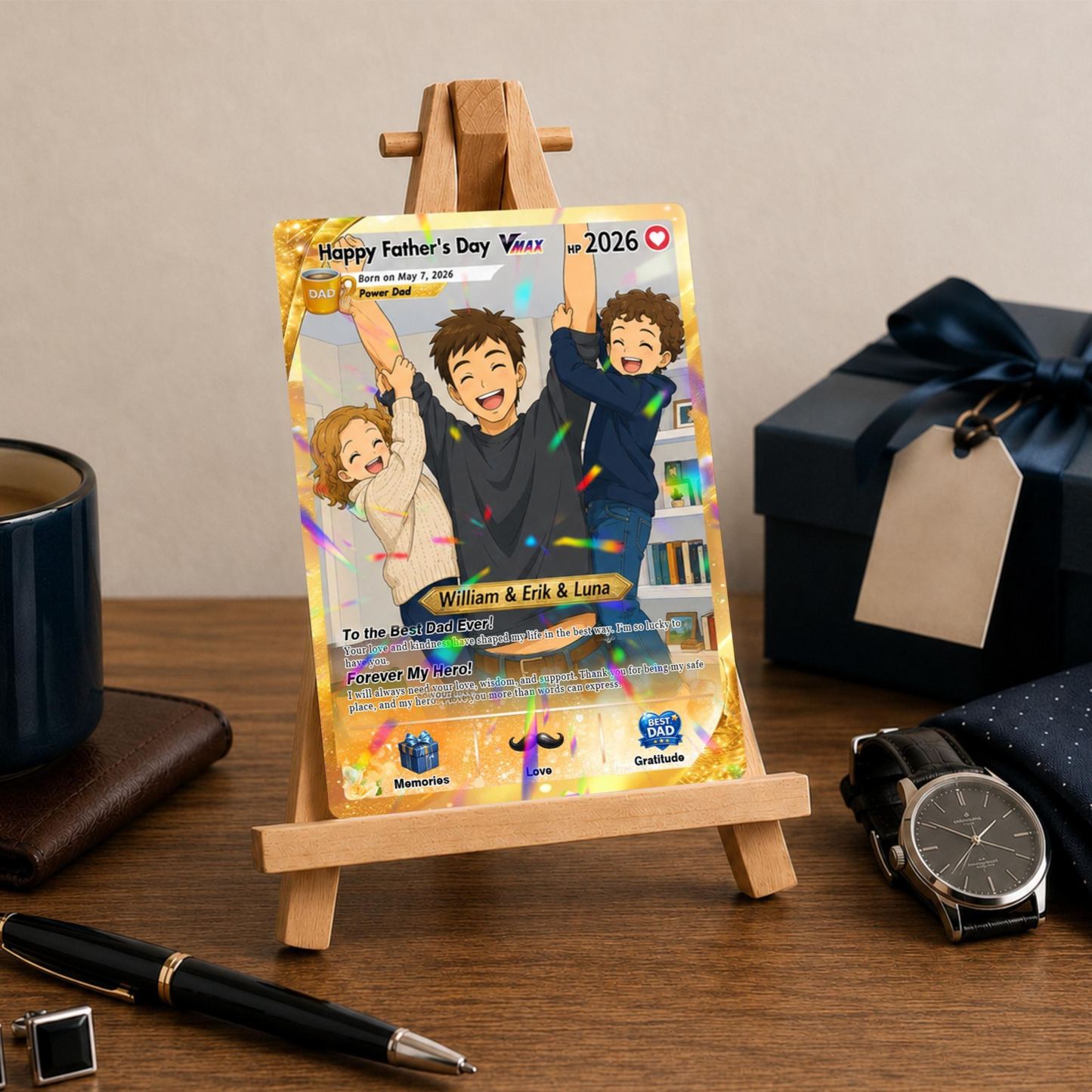 Tarjeta Poke personalizada del Día del Padre, Tarjeta de papá anime Poke personalizada, Regalos de jugador de niños, Regalo para papá, Regalos para fanáticos de Poke - mymoonlampes