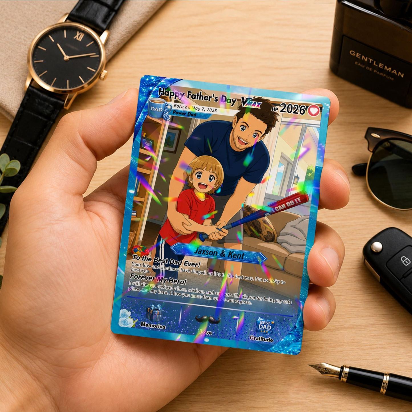 Tarjeta Poke personalizada del Día del Padre, Tarjeta de papá anime Poke personalizada, Regalos de jugador de niños, Regalo para papá, Regalos para fanáticos de Poke - mymoonlampes