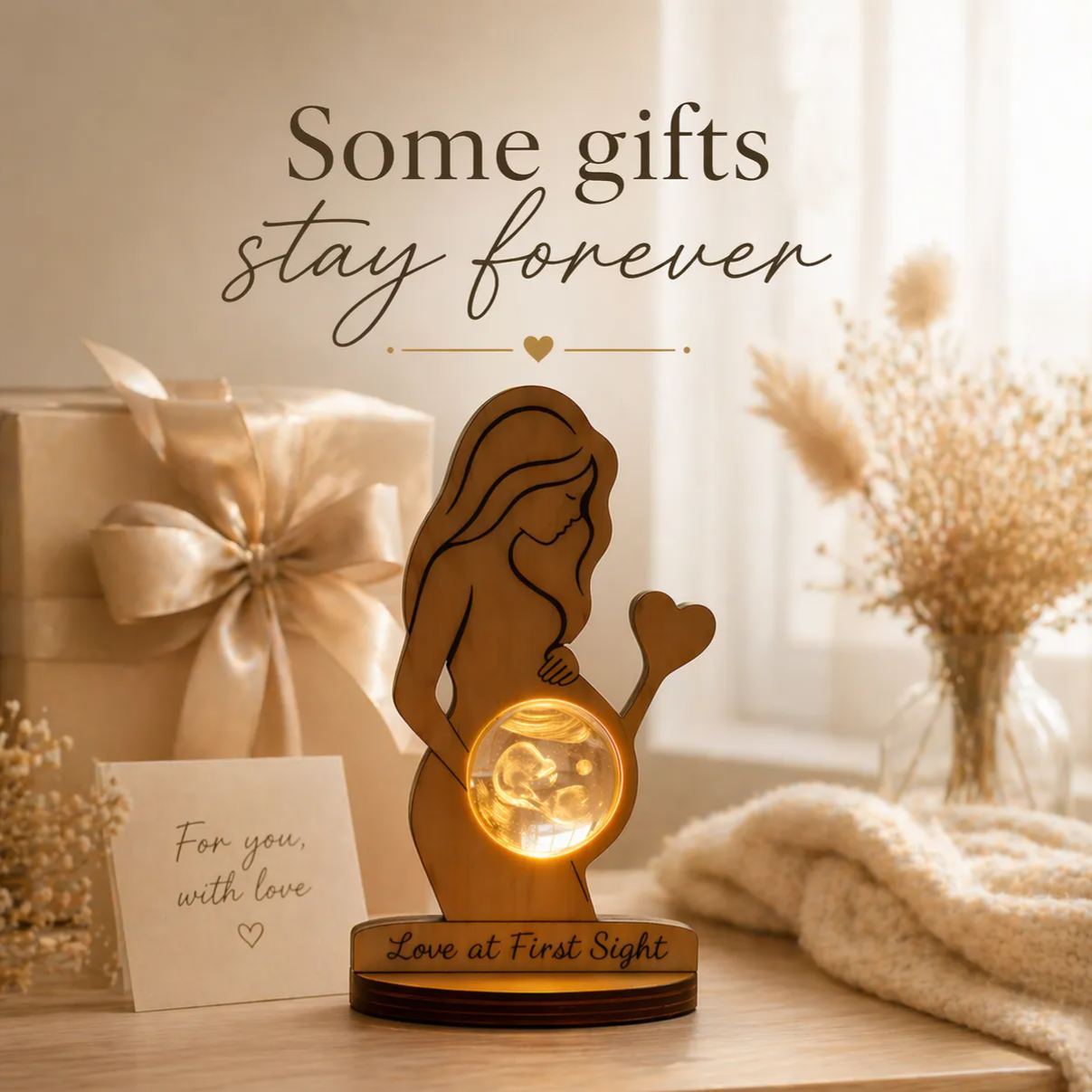 Lámpara De Cristal Personalizada Idea De Regalo De Luz De Recuerdo De Ultrasonido Para Bebé - mymoonlampes