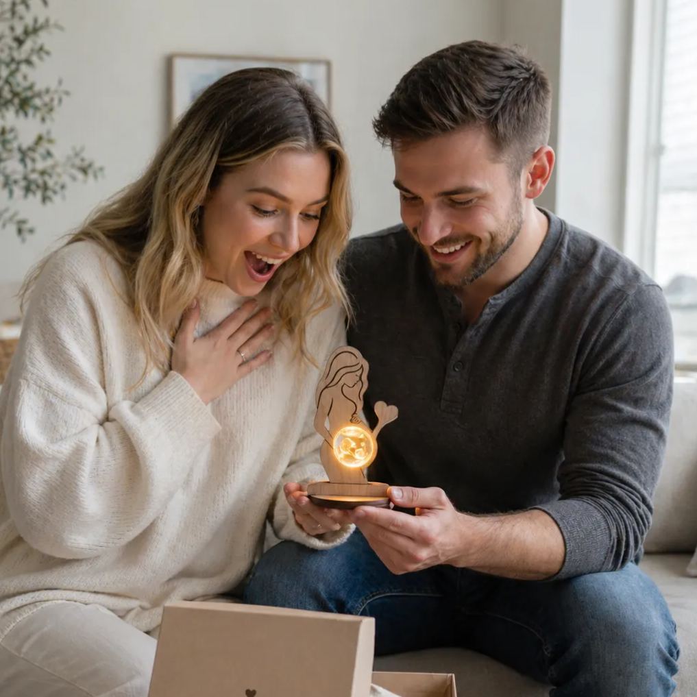 Lámpara De Cristal Personalizada Idea De Regalo De Luz De Recuerdo De Ultrasonido Para Bebé - mymoonlampes