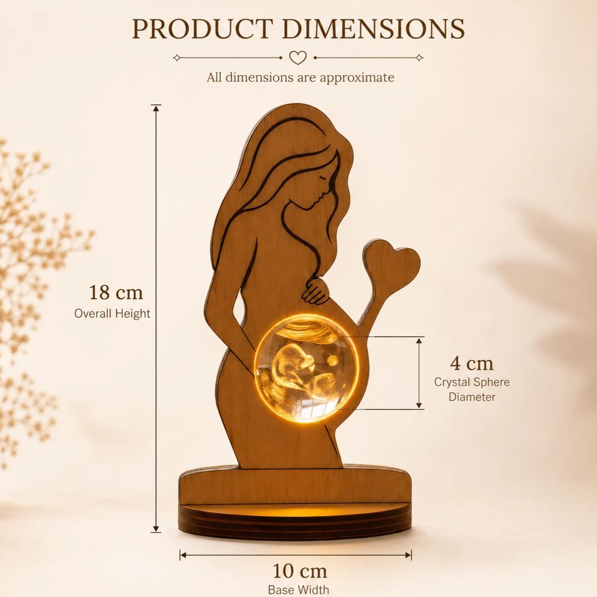 Lámpara De Cristal Personalizada Idea De Regalo De Luz De Recuerdo De Ultrasonido Para Bebé - mymoonlampes