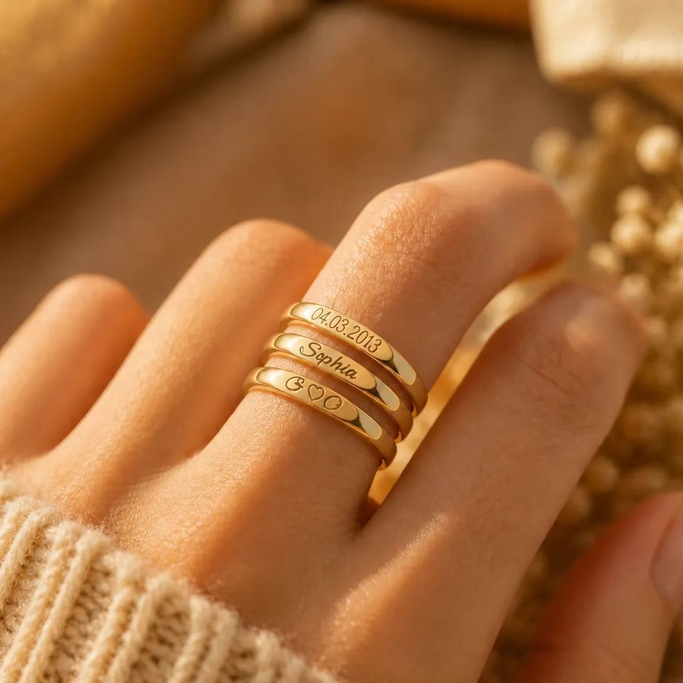 Anillo De Nombre Personalizado, Anillo De Nombre Delicado, Anillo Grabado, Joyería De Nombre, Anillo De Nombre, Anillo Para Mujeres, Regalo Para Ella - mymoonlampes