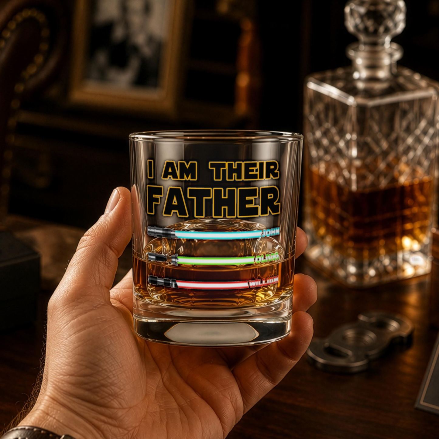 Regalos Del Día Del Padre De Los Niños, Soy Su Padre, Regalos Personalizados Para Papá, Vaso De Whisky Con Nombres De Niños, Regalo De Cristal De Sable De Luz Para Papá - mymoonlampes