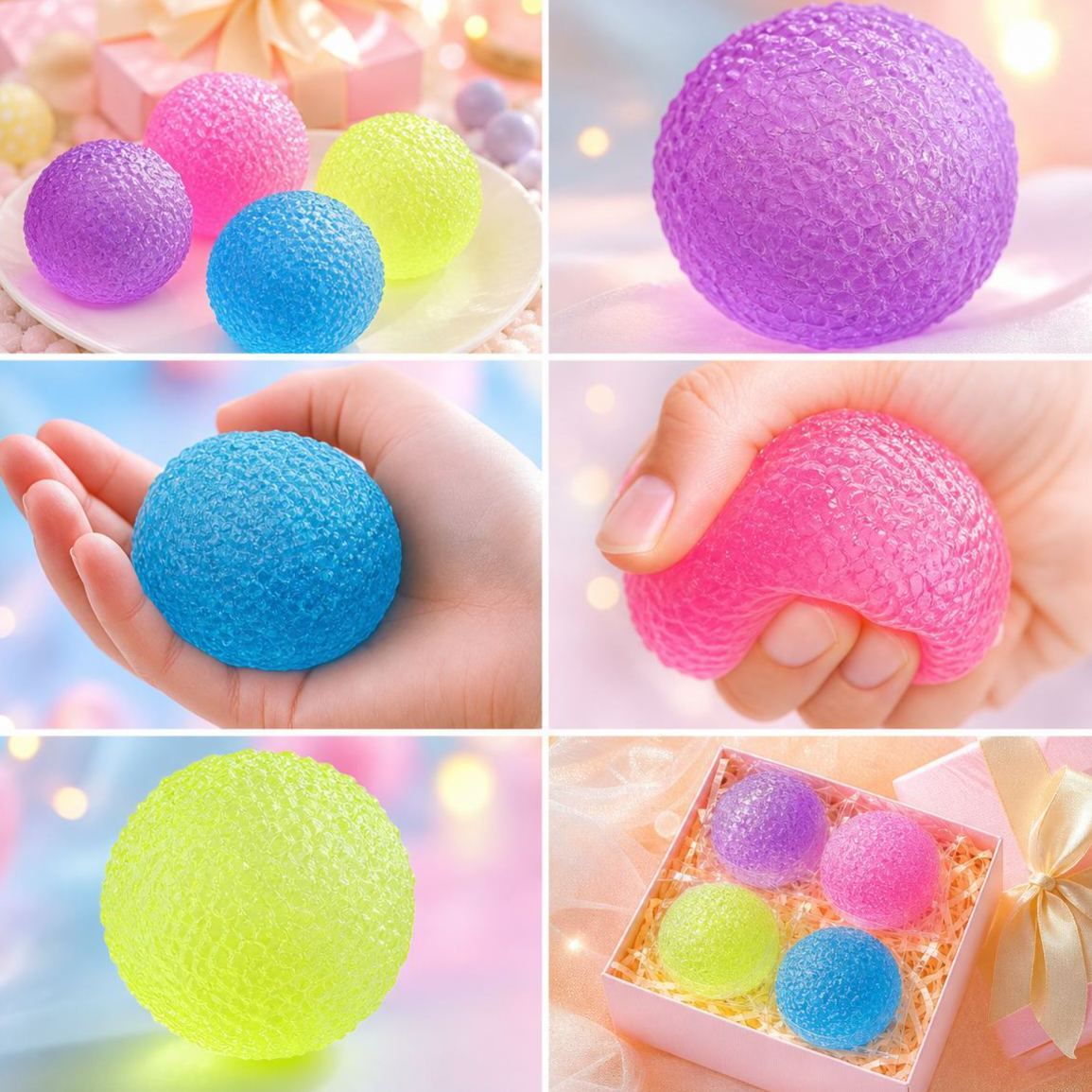 Pelota Antiestrés Blanda Con Forma De Caramelo De Malta, Juguete Antiestrés Suave De TPR De Crecimiento Lento, Juguete Para Apretar Con Textura De Caramelo, Juguete Sensorial Para Aliviar El Estrés. - mymoonlampes