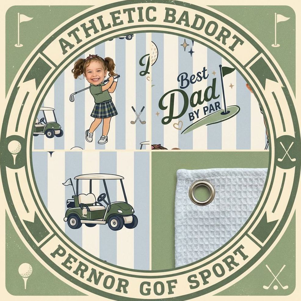 Toalla De Golf Personalizada, Regalo Personalizado Para Papá De Parte De Los Niños, Recuerdo De Golf Para El Día Del Padre. - mymoonlampes