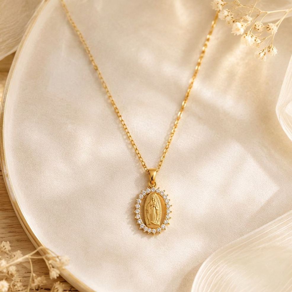 Collar Con Colgante De Fe En Tono Dorado – Regalo De Joyería Religiosa Inspiradora - mymoonlampes