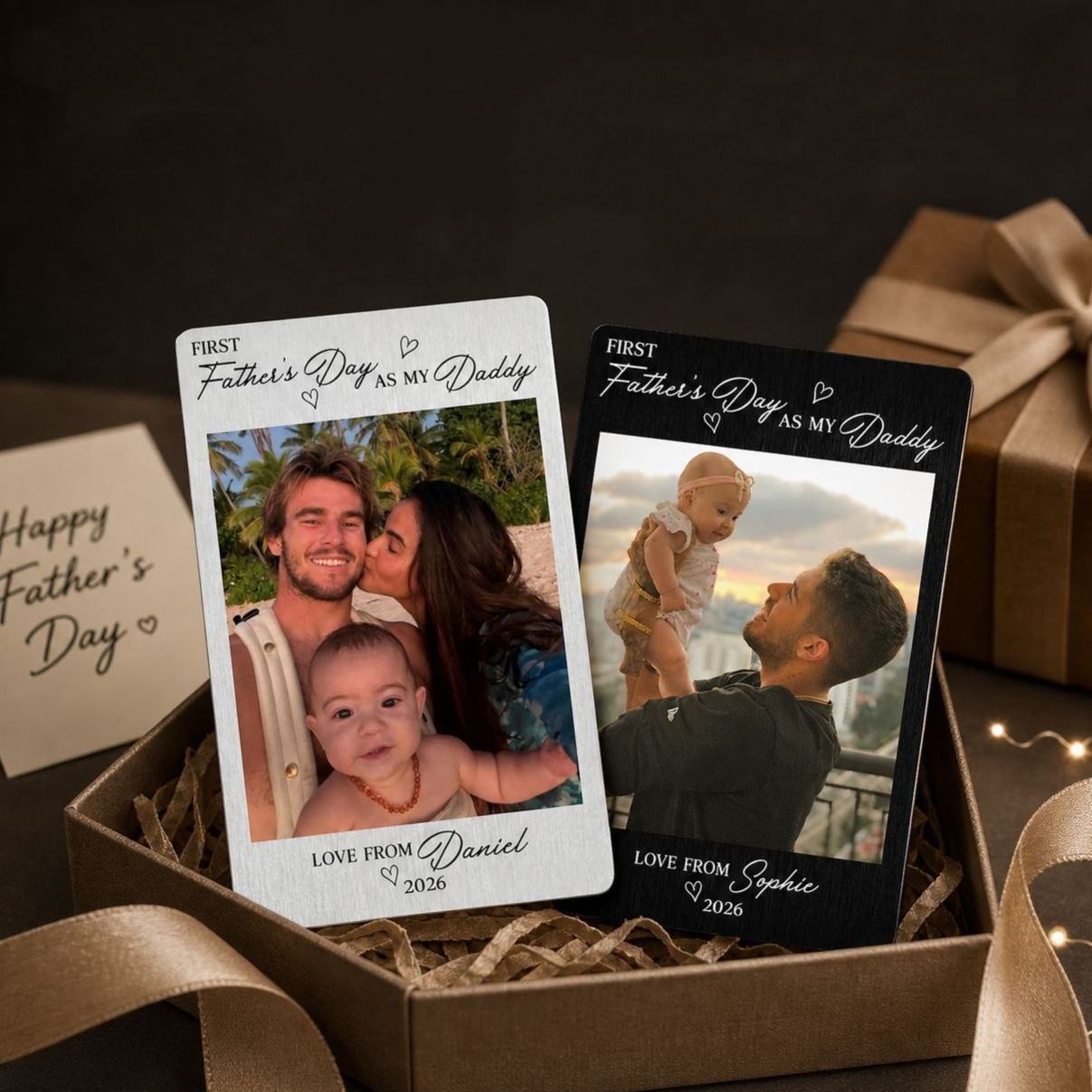 Tarjeta Personalizada Para Insertar En La Cartera De Papá, Tarjeta Metálica Con Foto Personalizada, Regalo Para Papá Primerizo, Regalo Del Día Del Padre De Parte Del Bebé. - mymoonlampes