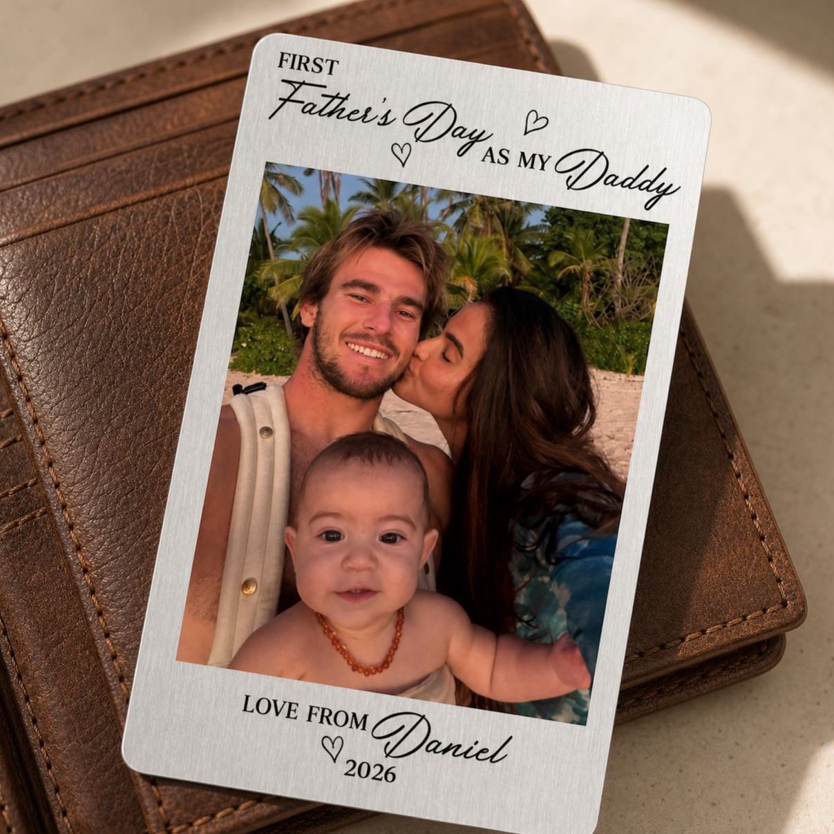 Tarjeta Personalizada Para Insertar En La Cartera De Papá, Tarjeta Metálica Con Foto Personalizada, Regalo Para Papá Primerizo, Regalo Del Día Del Padre De Parte Del Bebé. - mymoonlampes