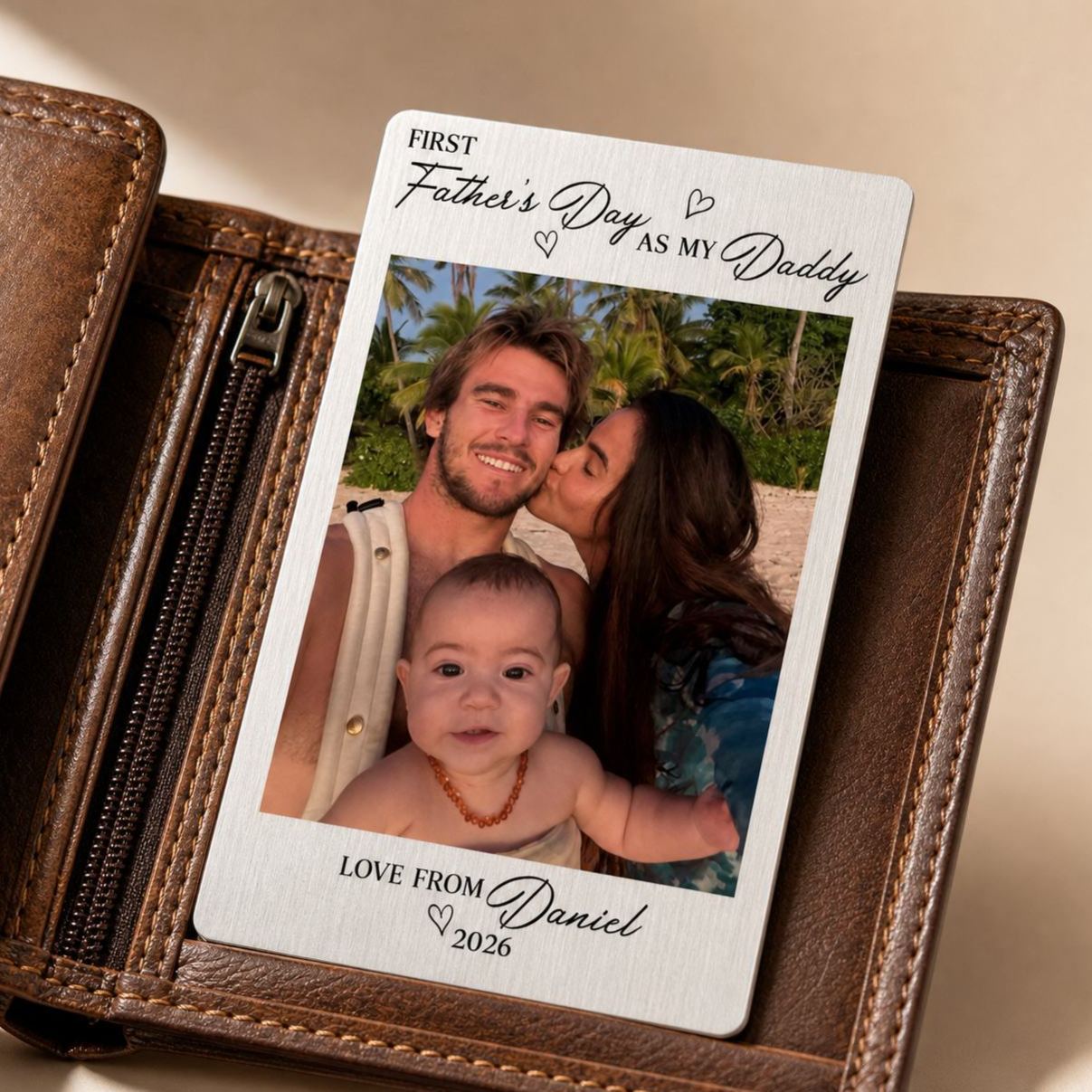 Tarjeta Personalizada Para Insertar En La Cartera De Papá, Tarjeta Metálica Con Foto Personalizada, Regalo Para Papá Primerizo, Regalo Del Día Del Padre De Parte Del Bebé. - mymoonlampes
