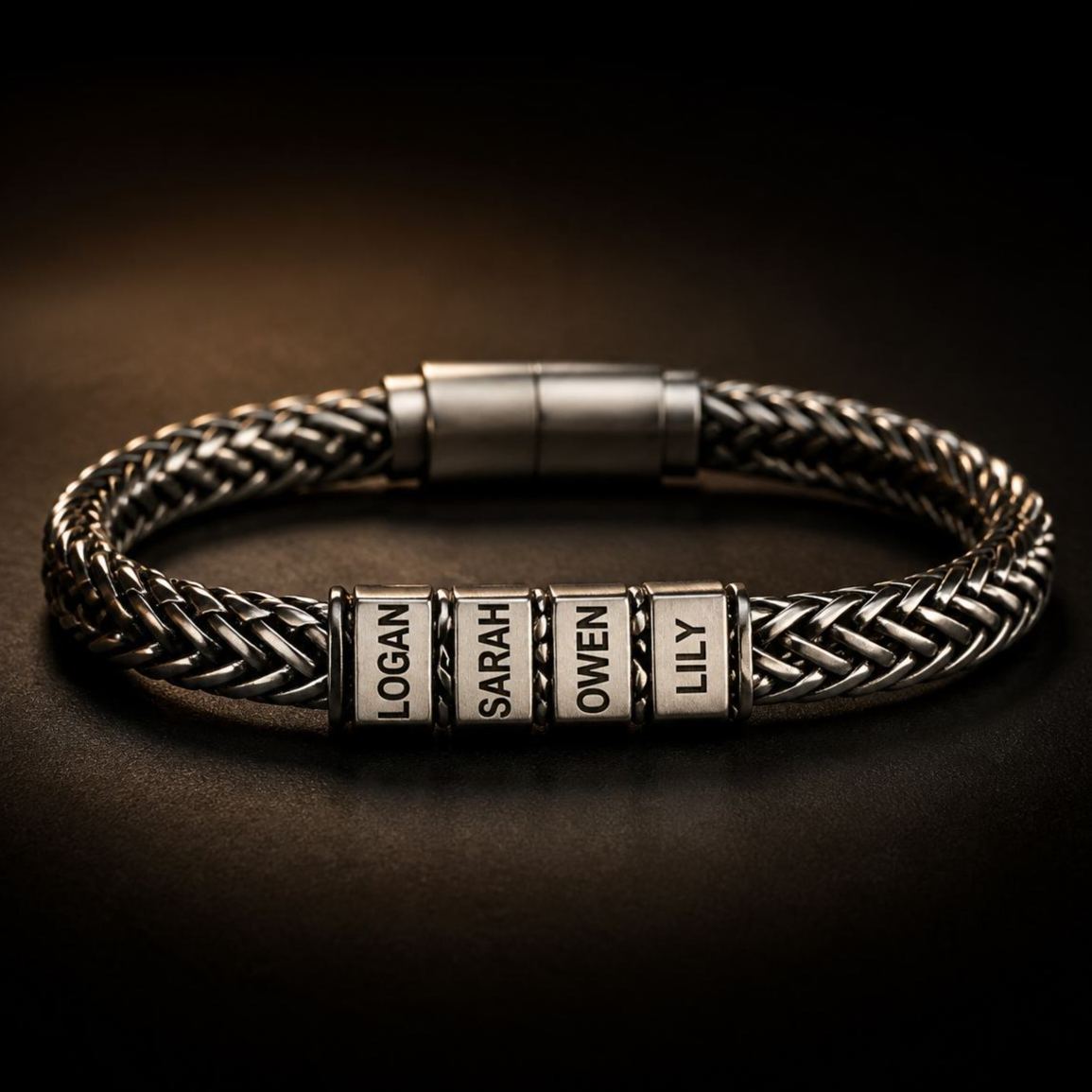 Pulsera Personalizada Para Hombre, Regalo Para Marido, Pulsera De Acero Inoxidable Para Papá Con Nombre De Niños, Pulsera Con Apellido, Pulsera Personalizada Para Papá - mymoonlampes