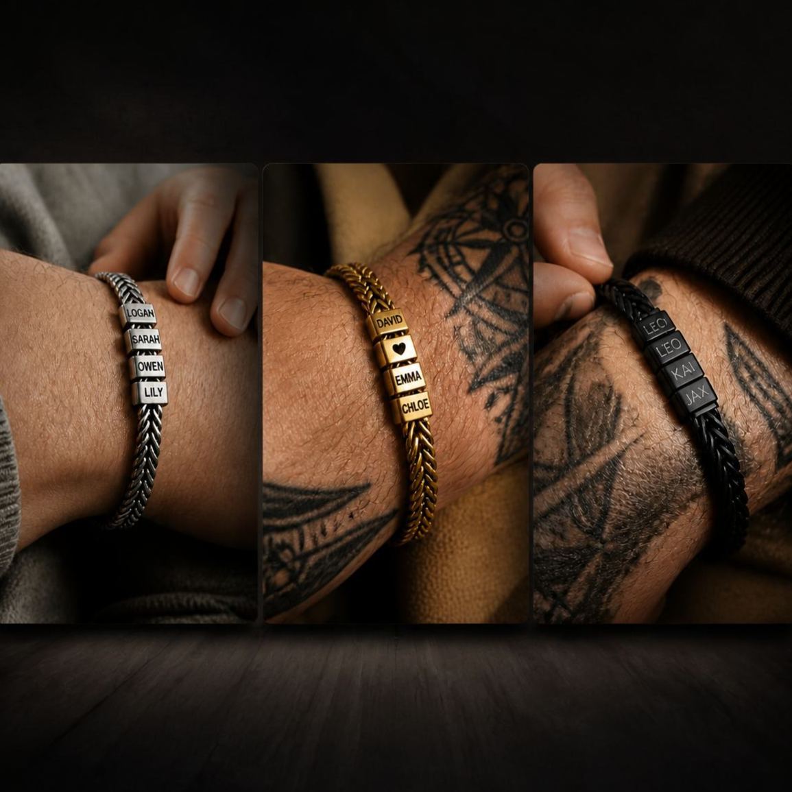 Pulsera Personalizada Para Hombre, Regalo Para Marido, Pulsera De Acero Inoxidable Para Papá Con Nombre De Niños, Pulsera Con Apellido, Pulsera Personalizada Para Papá - mymoonlampes