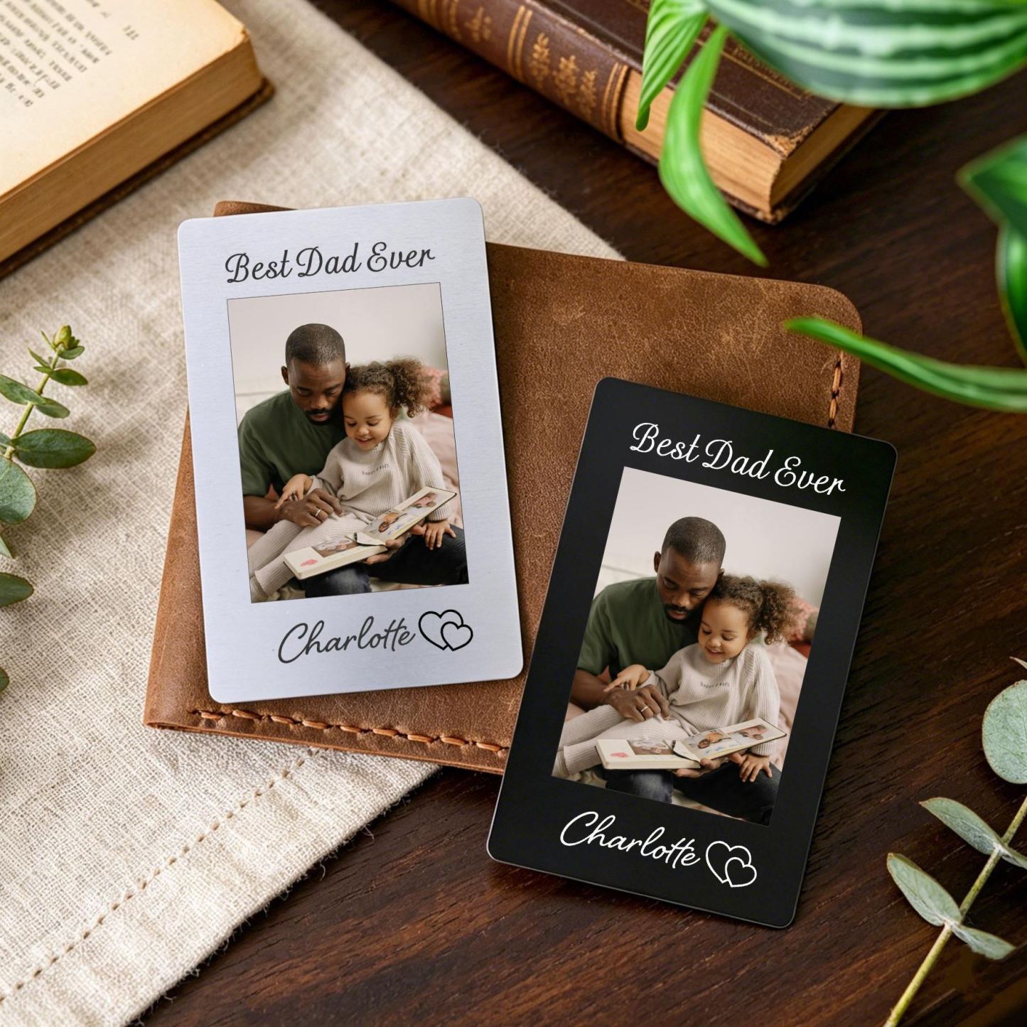 Tarjeta De Billetera Con Foto Para Papá, Regalo Del Día Del Padre, Tarjeta De Billetera De Metal Personalizada Para Papá, Regalo De Cumpleaños De Papá De Su Hijo, Recuerdo único De Papá - mymoonlampes
