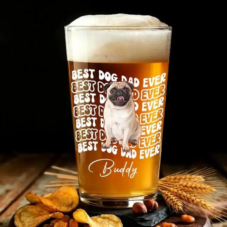 Vaso De Cerveza Personalizado Para Papá Y Perro – Taza De Cerveza Con Retrato De Mascota Personalizada, Regalo Divertido Para El Día Del Padre Para Los Amantes De Los Perros, Artículos Para Beber Para Fiestas Al Aire Libre - mymoonlampes