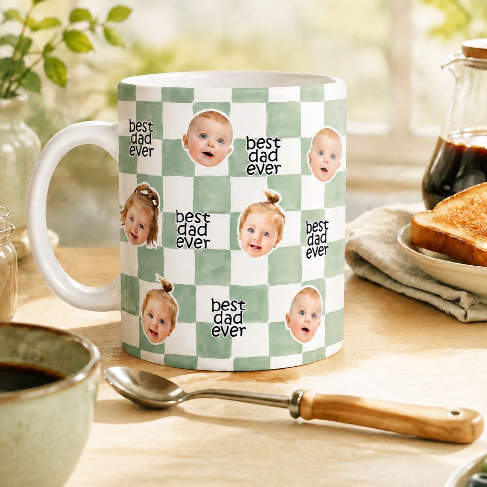 Taza Personalizada Con Estampado De La Cara De Un Bebé: El Mejor Papá Y La Mejor Mamá Del Mundo. Regalo Personalizado Para Padres. - mymoonlampes
