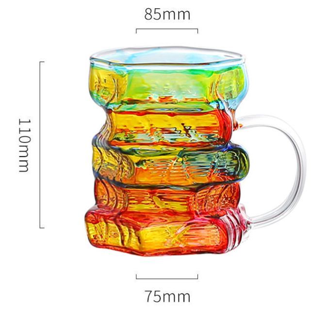 Taza Con Forma De Libro Pintada A Mano – Taza De Café Con Asa, De Vidrio Borosilicato Pintado A Mano. - mymoonlampes