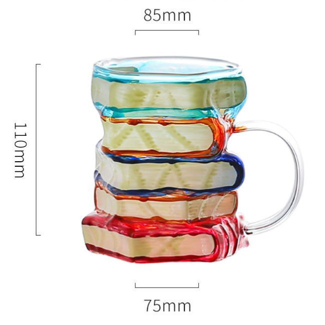 Taza Con Forma De Libro Pintada A Mano – Taza De Café Con Asa, De Vidrio Borosilicato Pintado A Mano. - mymoonlampes