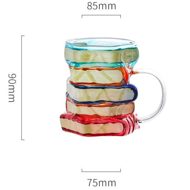 Taza Con Forma De Libro Pintada A Mano – Taza De Café Con Asa, De Vidrio Borosilicato Pintado A Mano. - mymoonlampes