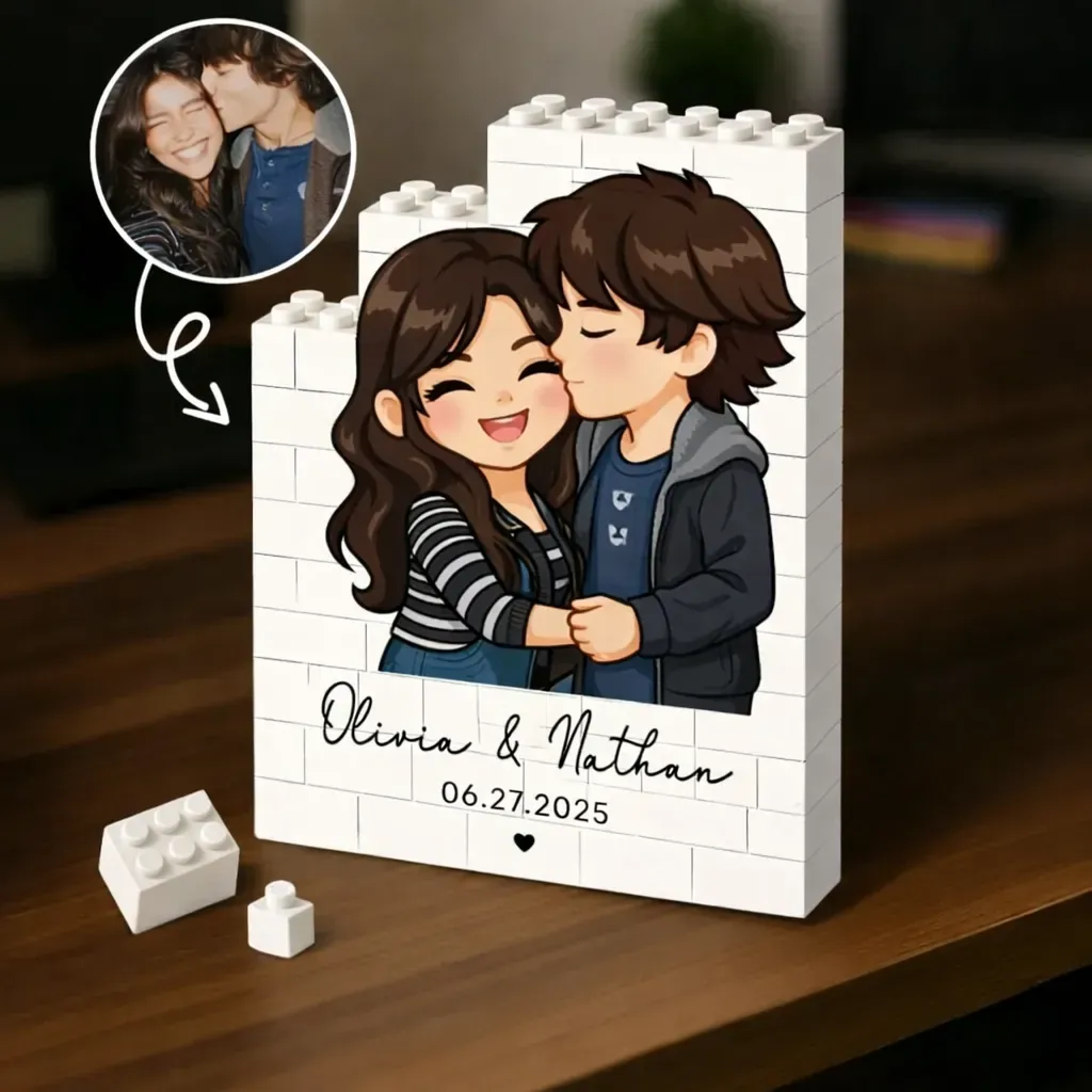 Marco De Fotos Personalizado Con Forma De Rompecabezas De Ladrillos: Construye Tu Amor, Un Regalo Romántico Para Parejas Para El Día De San Valentín Y Aniversarios. Regalo Personalizado De Bloques De Construcción Para Parejas. - mymoonlampes