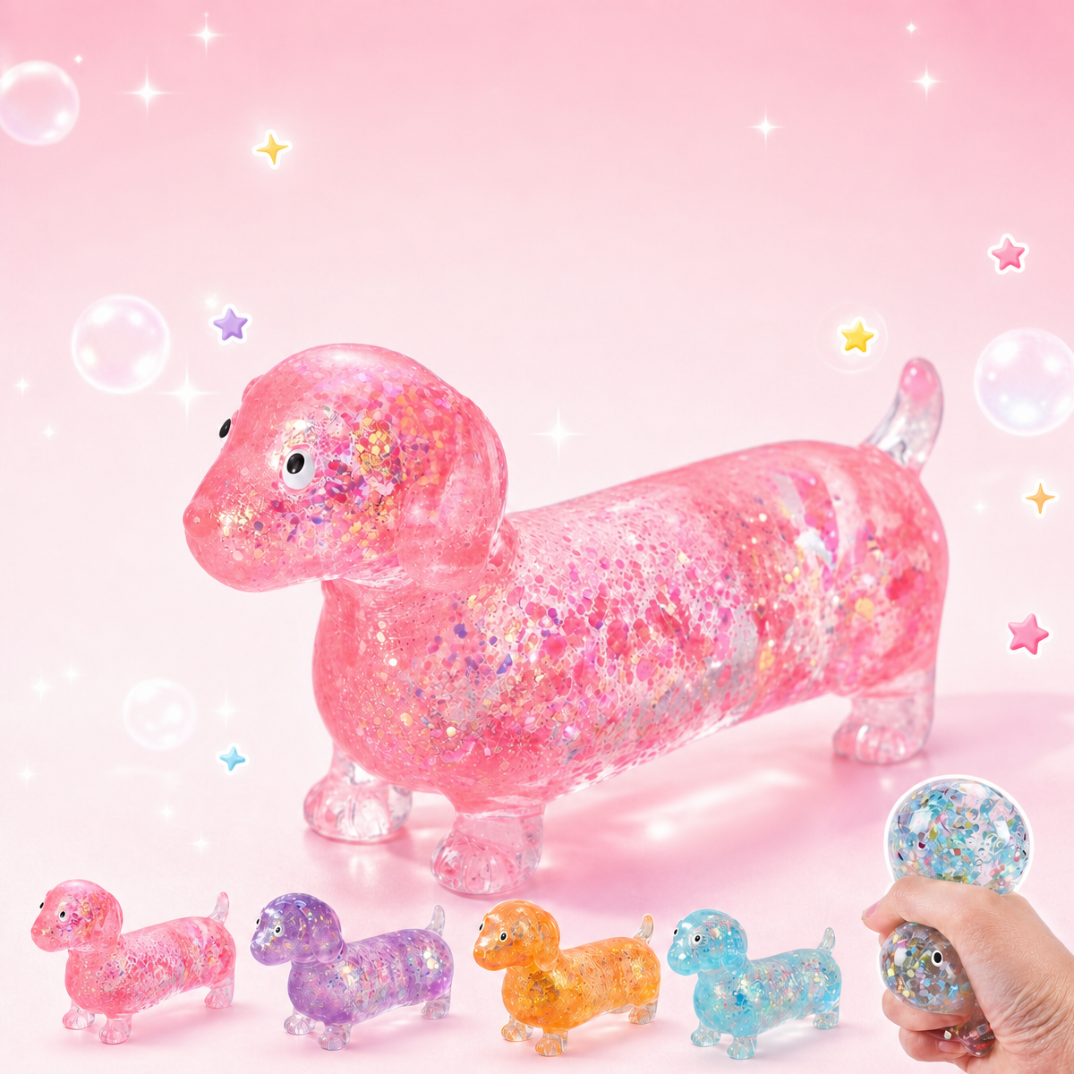 Juguete Blandito De Perro Salchicha Para Aliviar El Estrés: Regalo Festivo Para Niños Y Adultos, Juguete De Gel De Rebote Lento. - mymoonlampes
