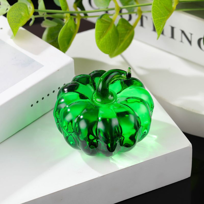 Figura Decorativa De Calabaza De Cristal, Adorno Realista De Calabaza Para Escritorio, Ideal Para El Hogar Y La Oficina. Regalo De Halloween. - mymoonlampes