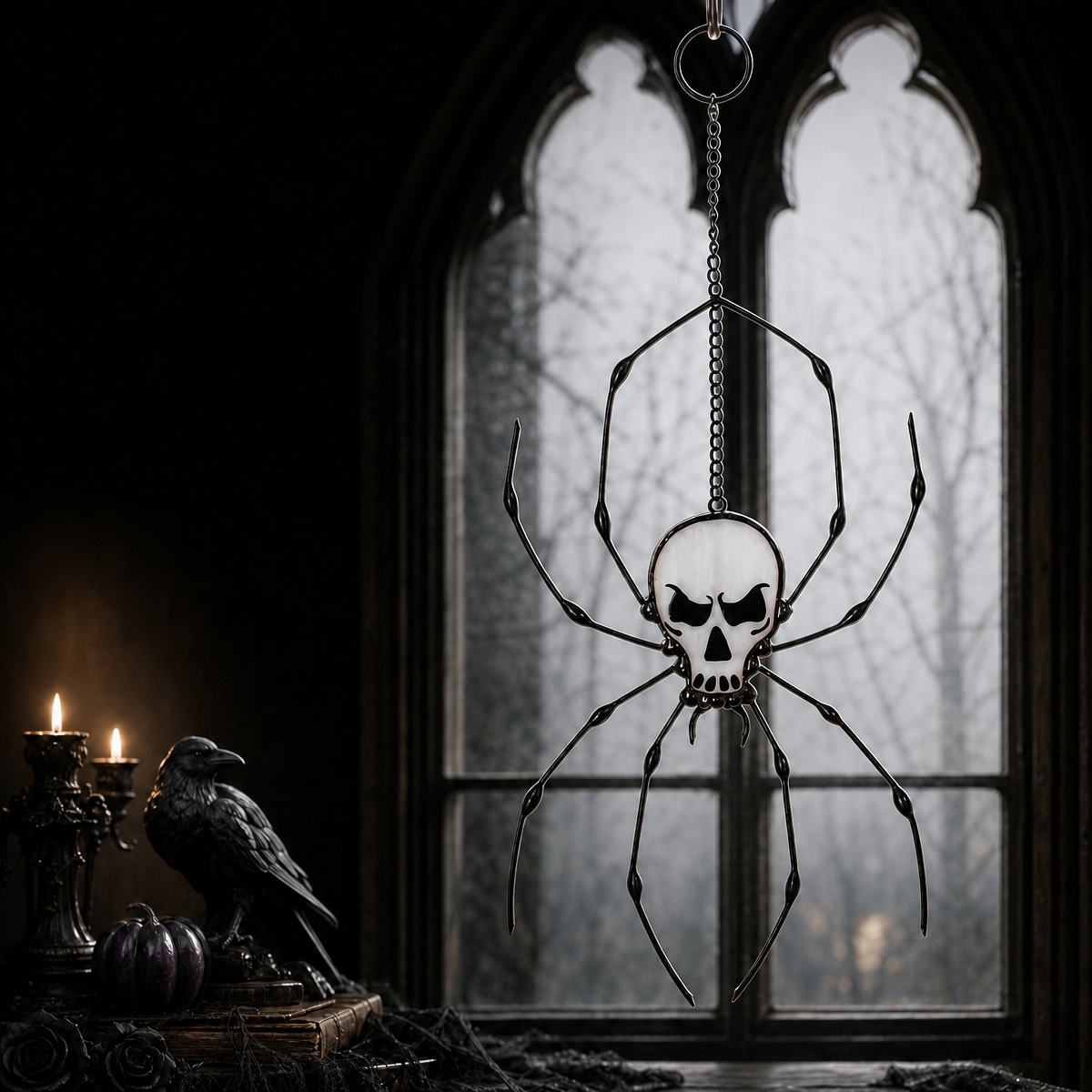 Atrapasueños De Vidrieras Con Araña Morada – Decoración De Ventana De Halloween Hecha A Mano, Regalo Espeluznante Para Adultos Y Adolescentes