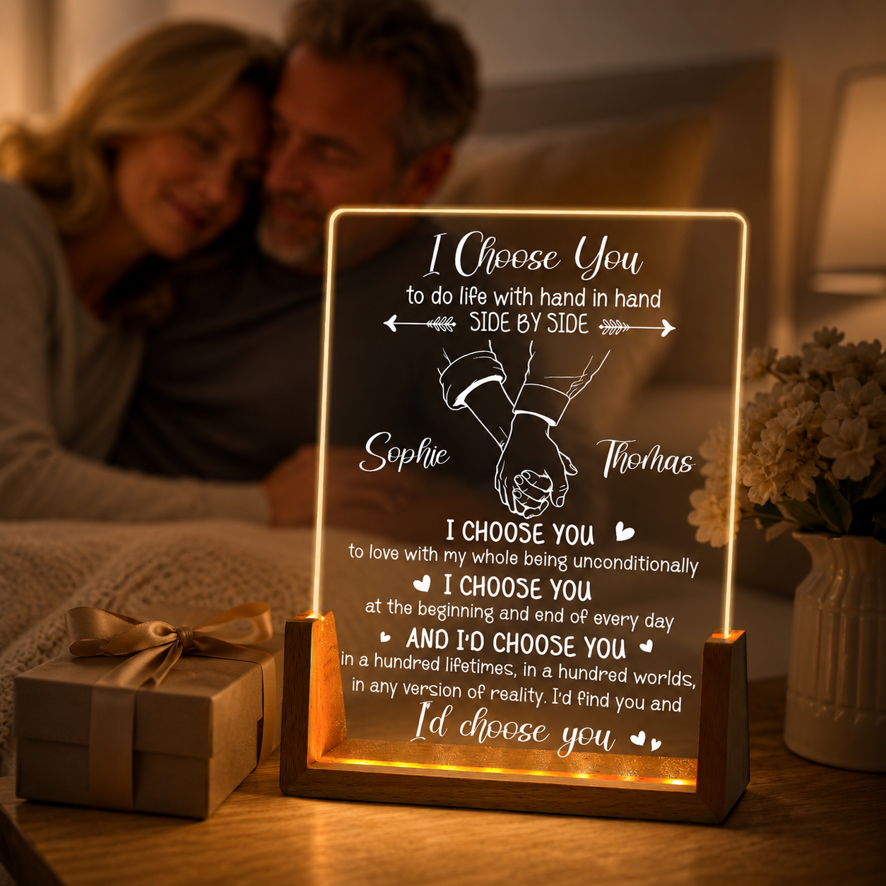 Lámpara De Noche Personalizada "Te Elijo A Ti", Lámpara LED Acrílica Con Foto Personalizada, Regalo Romántico Para Parejas Para Aniversario, Cumpleaños Y San Valentín. - mymoonlampes