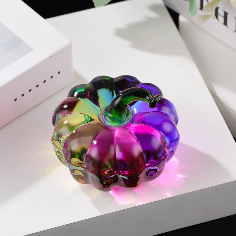 Figura Decorativa De Calabaza De Cristal, Adorno Realista De Calabaza Para Escritorio, Ideal Para El Hogar Y La Oficina. Regalo De Halloween. - mymoonlampes