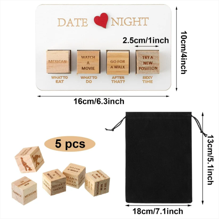 Dados De Madera Para Citas Nocturnas, Juego De Dados De Pareja Traviesa Para Él, Divertido Kit De Dados Portátil Para Parejas, Para Adultos, Mujeres, Hombres, Marido, Novia, Novio, Día De San Valentín, Despedida De Soltera - mymoonlampes