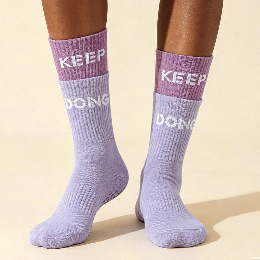 Chaussettes De Yoga Antidérapantes Pour Femme, Chaussettes De Yoga, Pilates, Mi-mollet, Chaussettes D'entraînement Chaudes Au Sol, Pantalons De Requin Assortis - MaPhotochaussetteFr