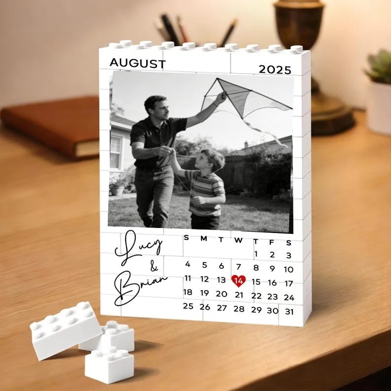 Cadre de puzzle en brique photo personnalisé – Construisez un amour doux, un cadeau significatif pour la fête des papas et des pères - MaPhotochaussetteFr