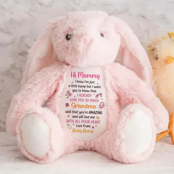 Chère Maman, Je T'aime - Lapin En Peluche Personnalisé - MaPhotochaussetteFr