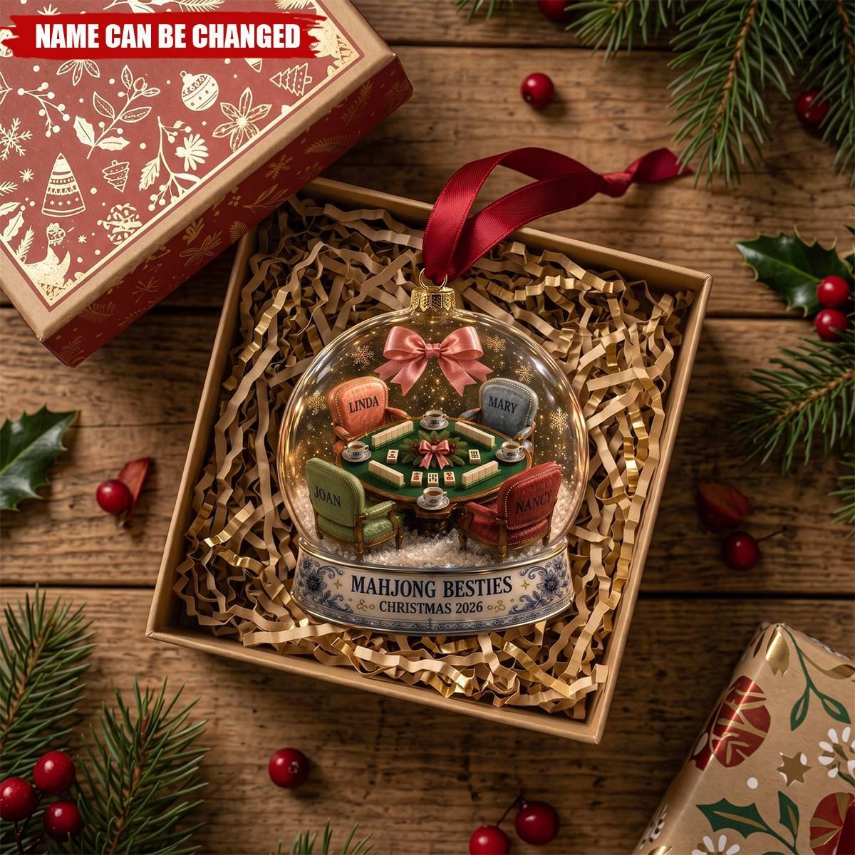 Mahjong Besties Personnalisé, Ornement De Noël, Jeu D'amitié Personnalisé, Décor De Vacances, Cadeau Pour Amis, 2026 - MaPhotochaussetteFr