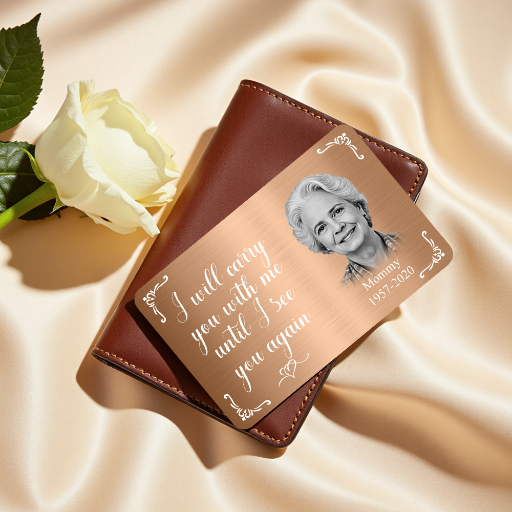 Carte Portefeuille Commémorative Avec Photo Personnalisée, Carte Portefeuille En Métal Personnalisée, Je Vous Porterai Avec Moi, Cadeaux De Fête Des Mères - MaPhotochaussetteFr