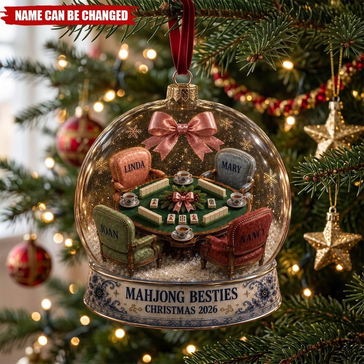 Mahjong Besties Personnalisé, Ornement De Noël, Jeu D'amitié Personnalisé, Décor De Vacances, Cadeau Pour Amis, 2026 - MaPhotochaussetteFr