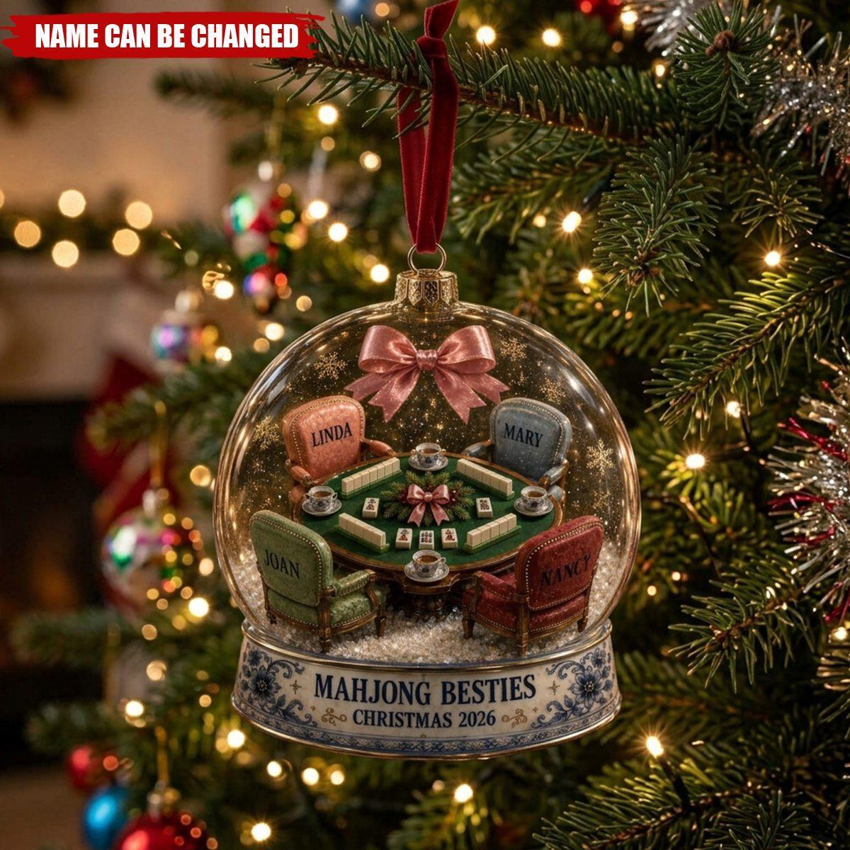 Mahjong Besties Personnalisé, Ornement De Noël, Jeu D'amitié Personnalisé, Décor De Vacances, Cadeau Pour Amis, 2026 - MaPhotochaussetteFr