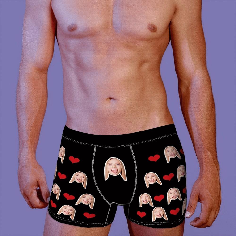 Personnalisé Visage Cœur Boxeur Personnalisé Pour Des Hommes Slips Sexy Cadeau Caleçon