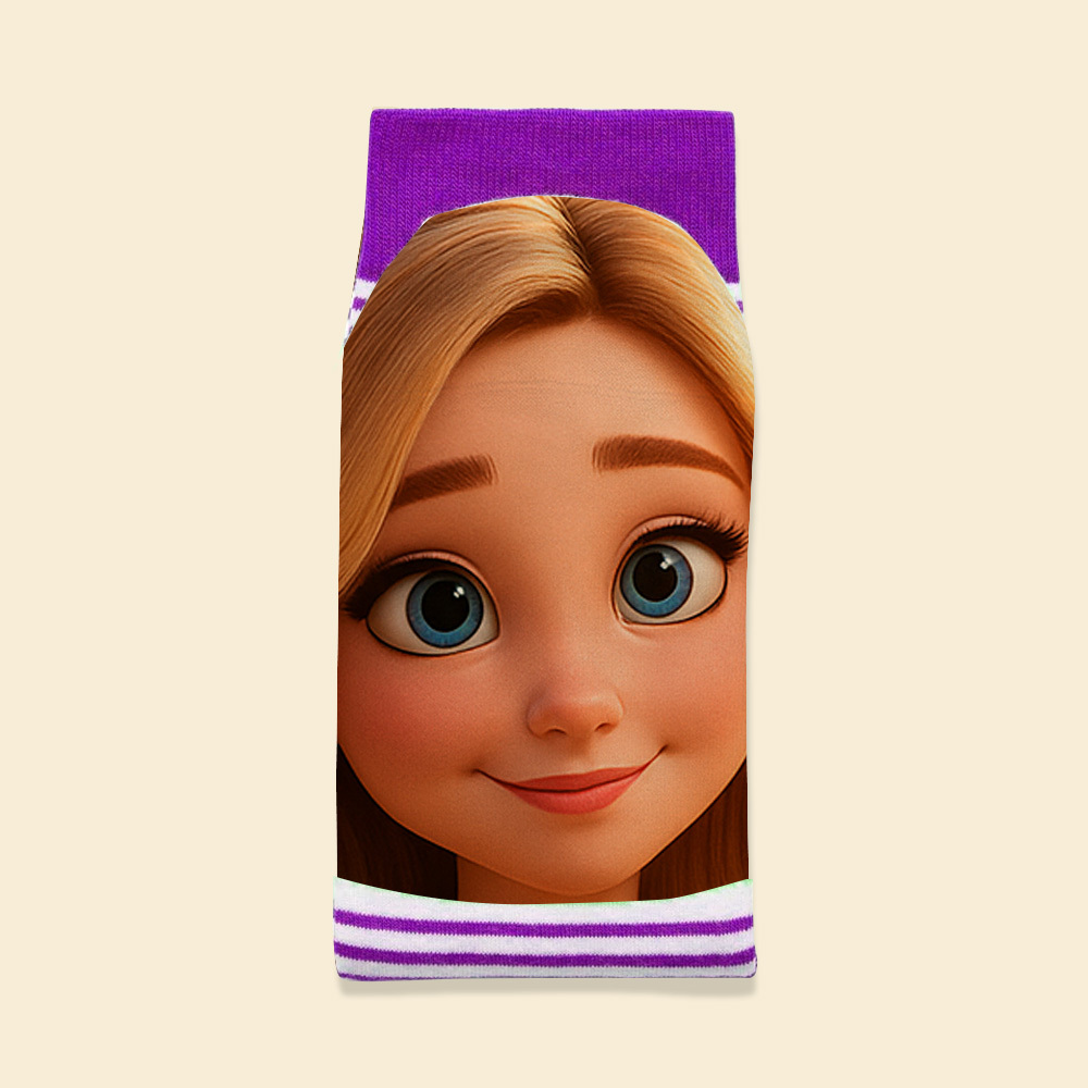 Chaussettes Personnalisées Amusantes Style Dessin Animé, Cadeaux Photo Pour Lui Et Elle - MaPhotochaussetteFr