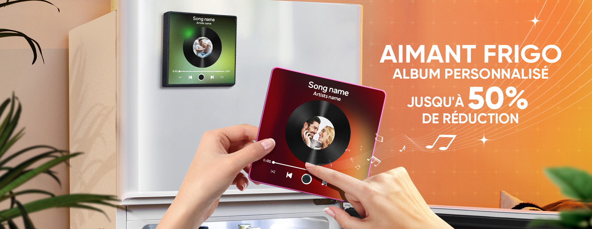 Aimant Frigo Musical Personnalisable - Ajoute Ta Photo Et Chanson - Cadeau Couple Pour Noël Ou Saint-Valentin Gadget Cuisine Fun