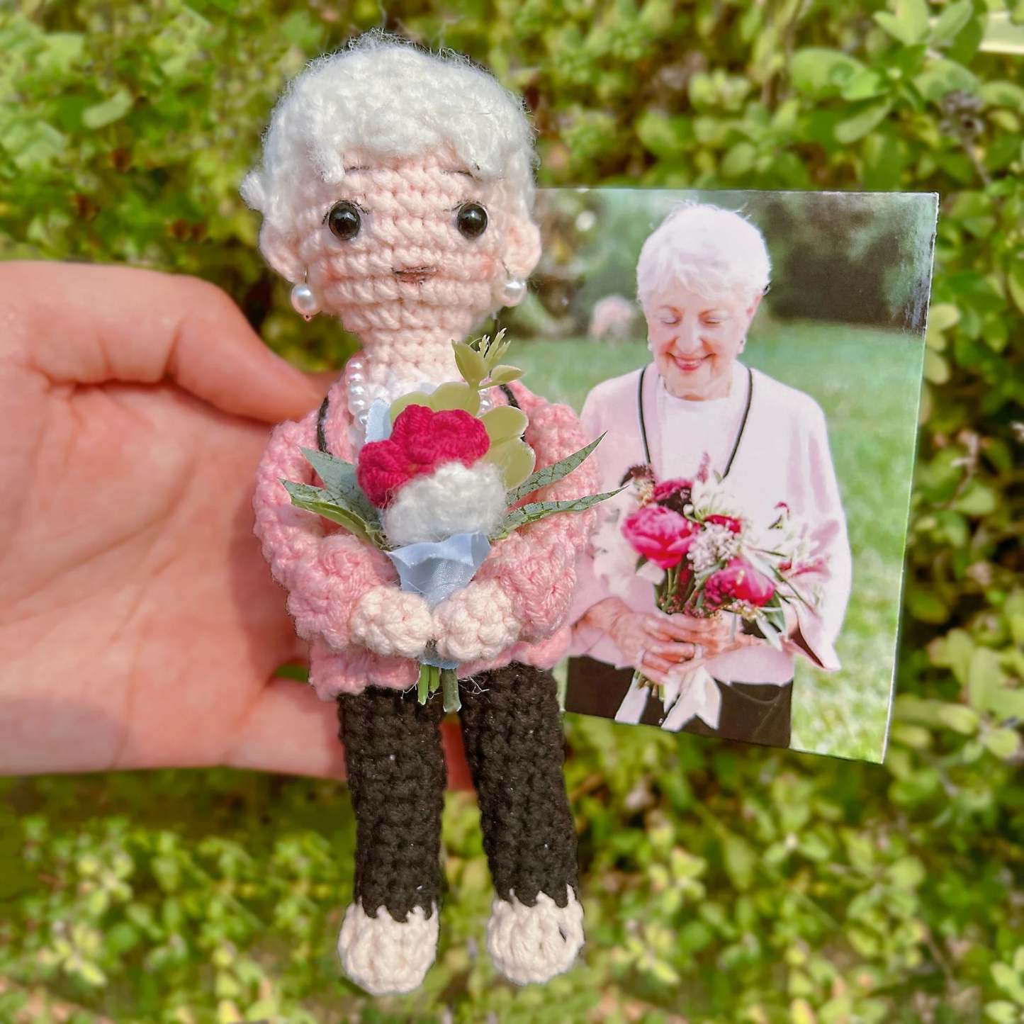 Cadeau De Fête Des Grands-parents Poupée Au Crochet Portrait Personnalisé Crochet Poupée Ressemblante -