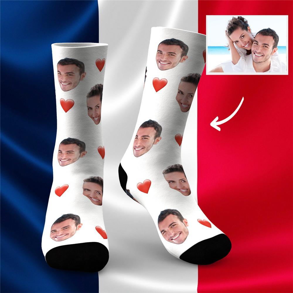 Chaussettes Personnalisé Coeur D'amour Chaussettes Visage