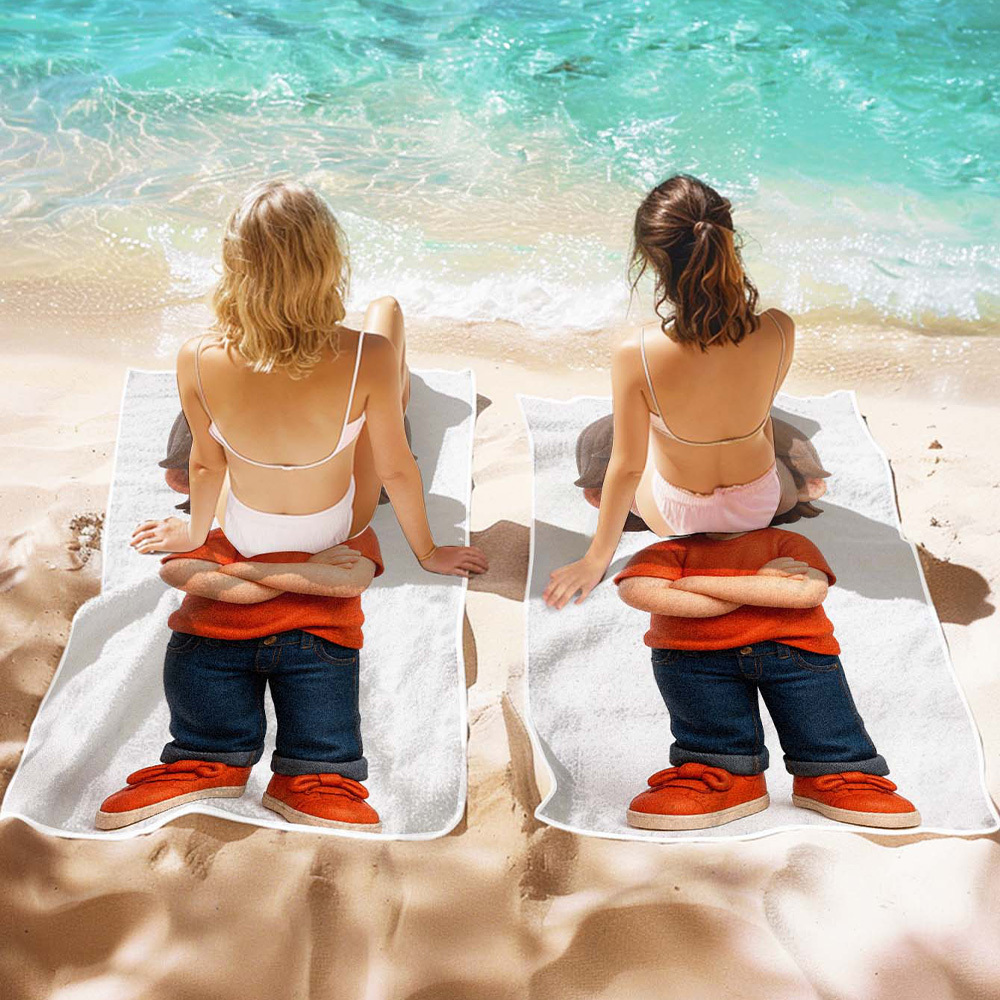 Serviette De Plage Personnalisée Avec Photo De Dessin Animé, Parfaite Pour Les Sorties En Famille, Idée Cadeau - MaPhotochaussetteFr