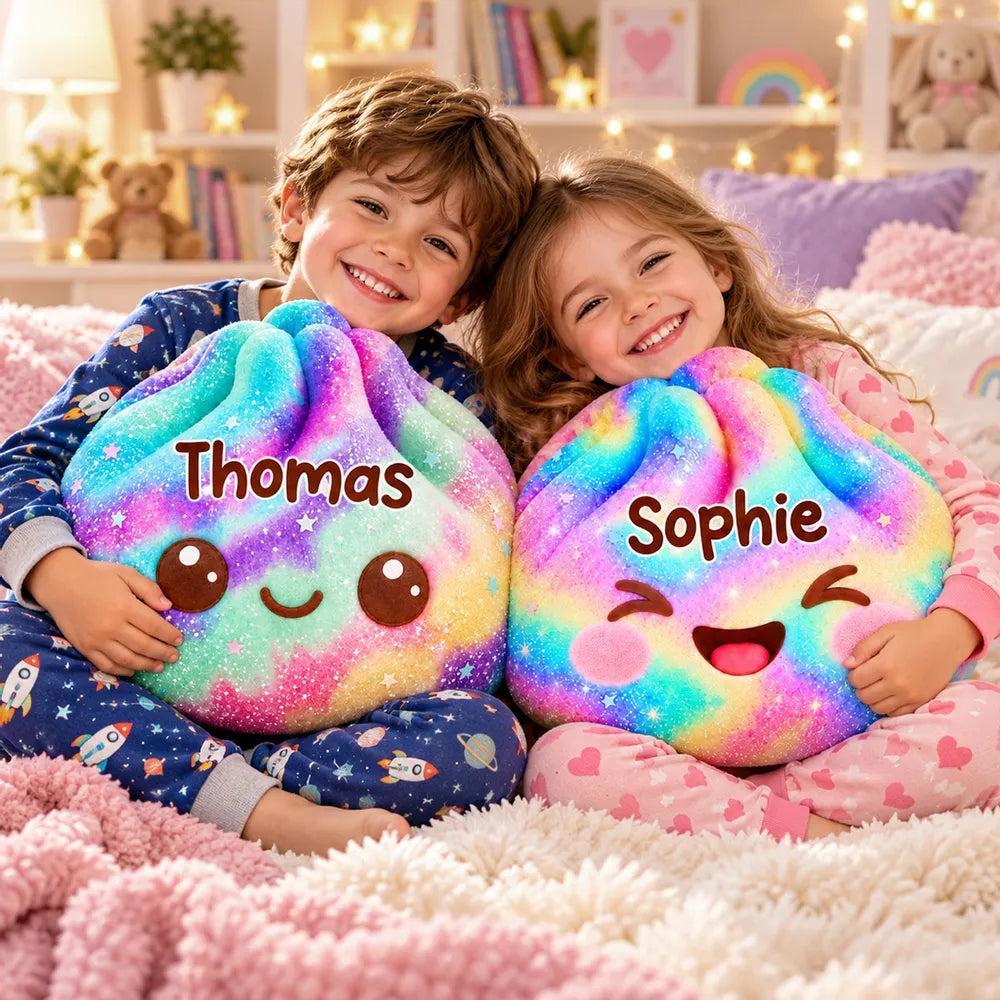 Oreiller Personnalisé En Forme D’arc-en-ciel, Personnage Souriant Mignon Embrassé Par Un Enfant, Cadeau Unique Pour Les Enfants - MaPhotochaussetteFr