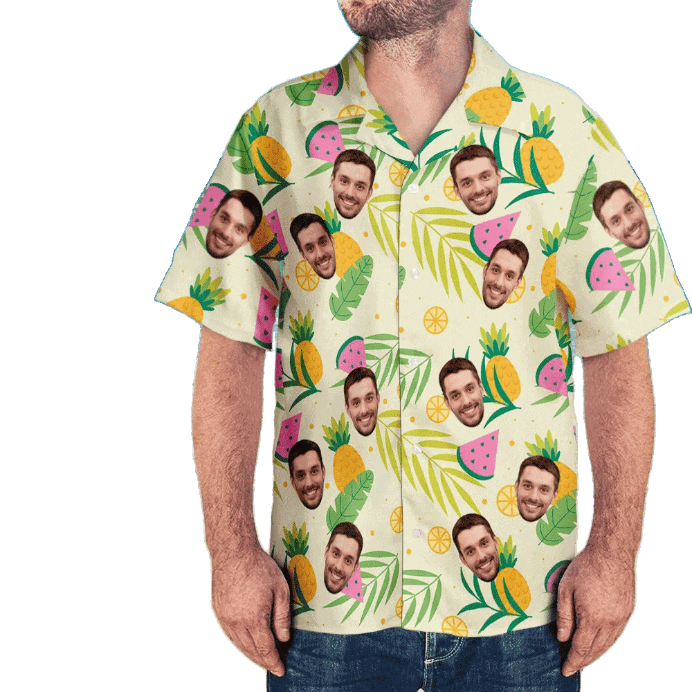 Chemises Hawaïennes Personnalisées Avec Visage, Téléchargez Votre Propre Image, Chemise De Plage Aloha Pour Hommes