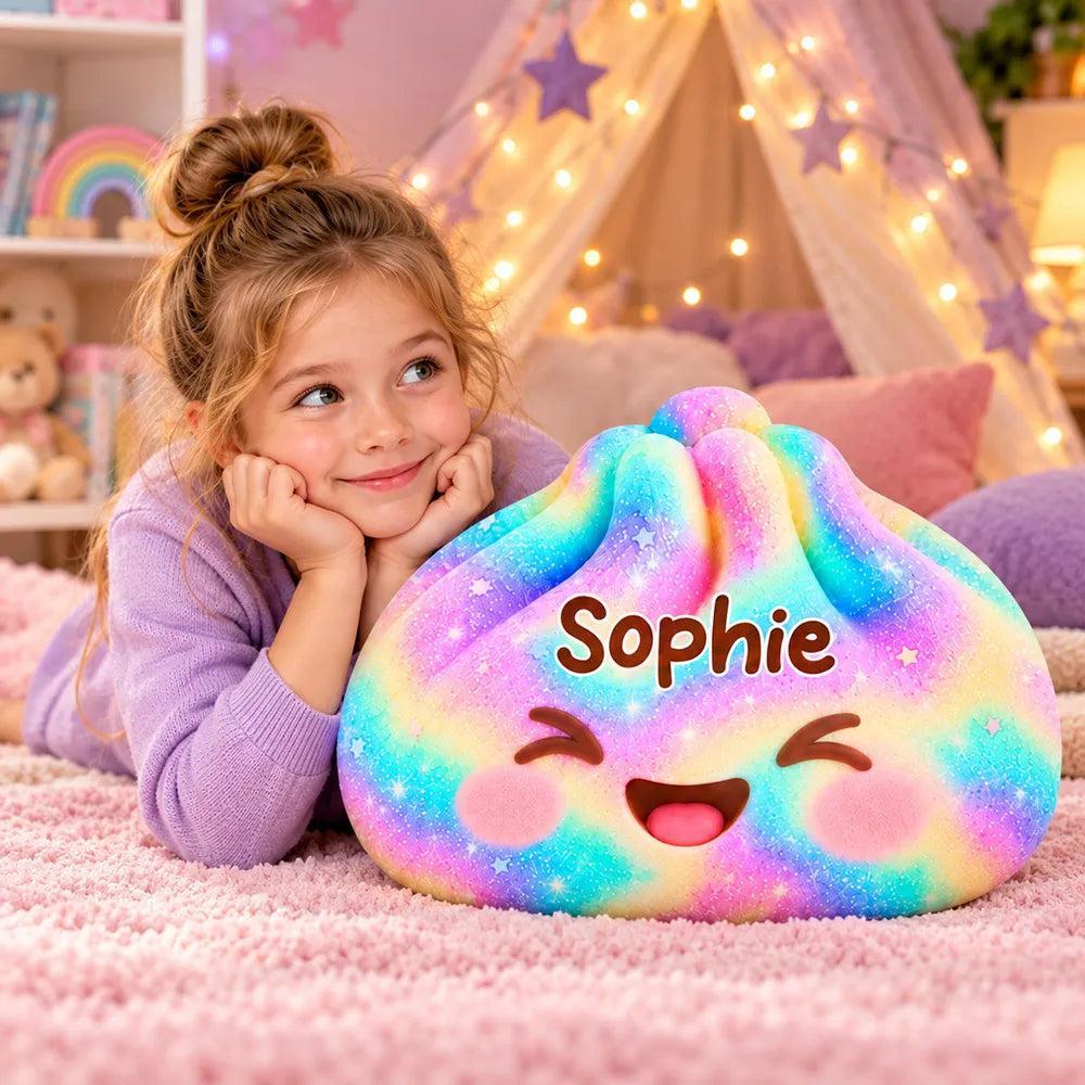 Oreiller Personnalisé En Forme D’arc-en-ciel, Personnage Souriant Mignon Embrassé Par Un Enfant, Cadeau Unique Pour Les Enfants - MaPhotochaussetteFr