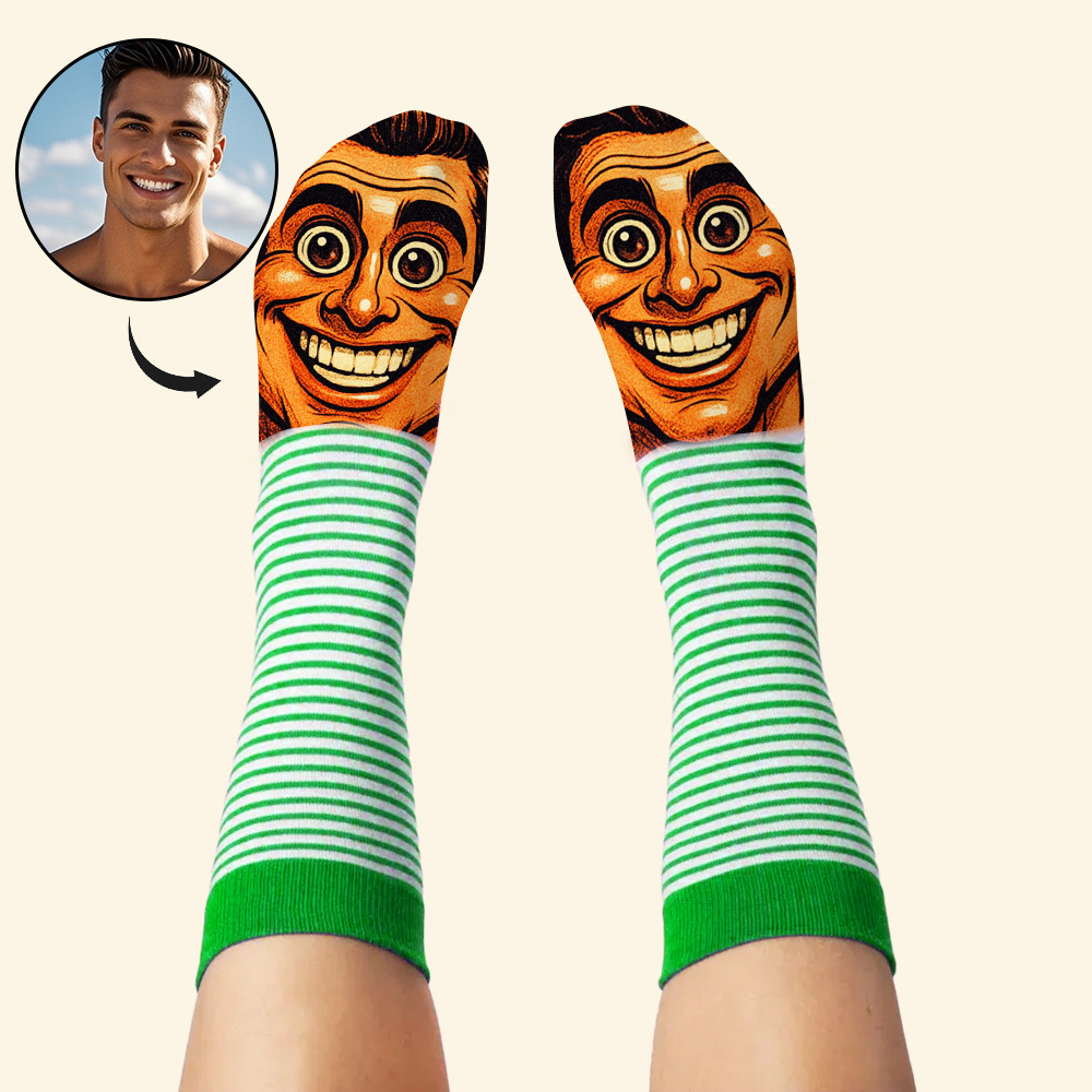 Chaussettes Personnalisées Amusantes Style Dessin Animé, Cadeaux Photo Pour Lui Et Elle - MaPhotochaussetteFr