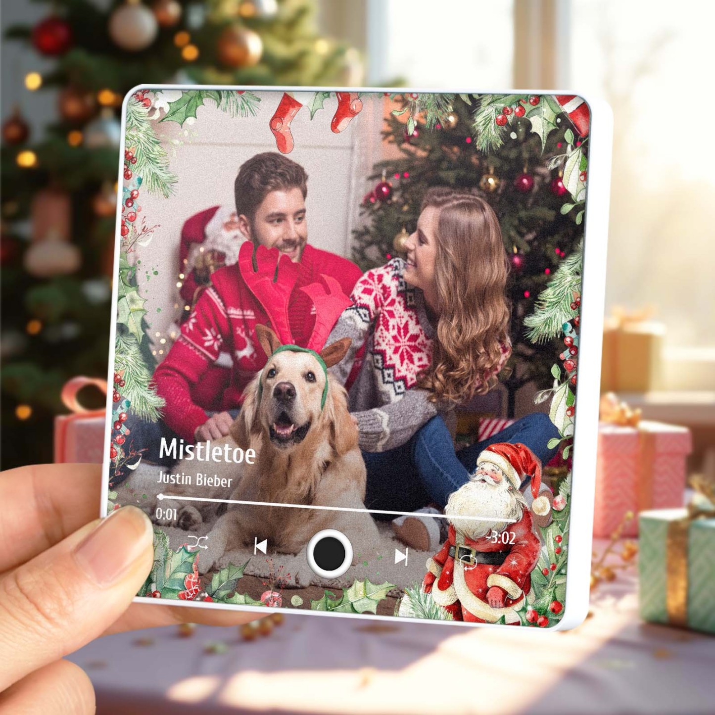Aimant De Réfrigérateur Avec Photo De Famille Personnalisée, Cadeaux De Noël Pour La Famille, Aimants Musicaux Personnalisés, Peuvent Jouer Des Chansons - MaPhotochaussetteFr